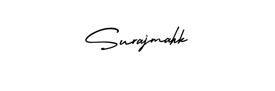 You should practise on your own different ways (AmerikaSignatureDemo-Regular) to write your name (Surajmahk) in signature. don't let someone else do it for you. Surajmahk signature style 3 images and pictures png