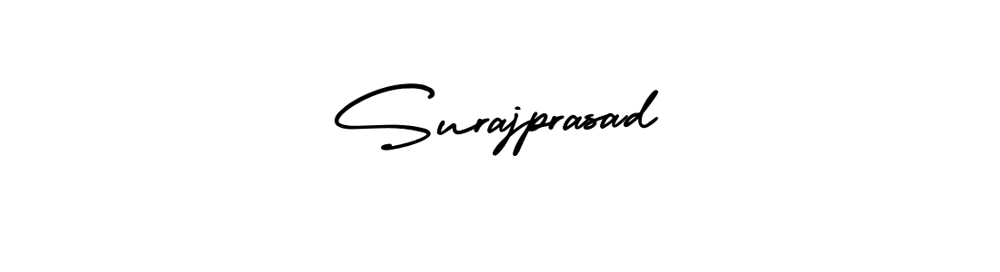 You should practise on your own different ways (AmerikaSignatureDemo-Regular) to write your name (Surajprasad) in signature. don't let someone else do it for you. Surajprasad signature style 3 images and pictures png