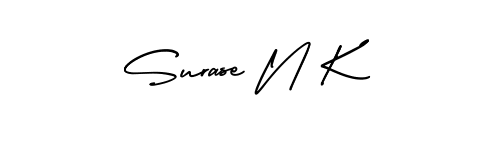 You should practise on your own different ways (AmerikaSignatureDemo-Regular) to write your name (Surase N K) in signature. don't let someone else do it for you. Surase N K signature style 3 images and pictures png