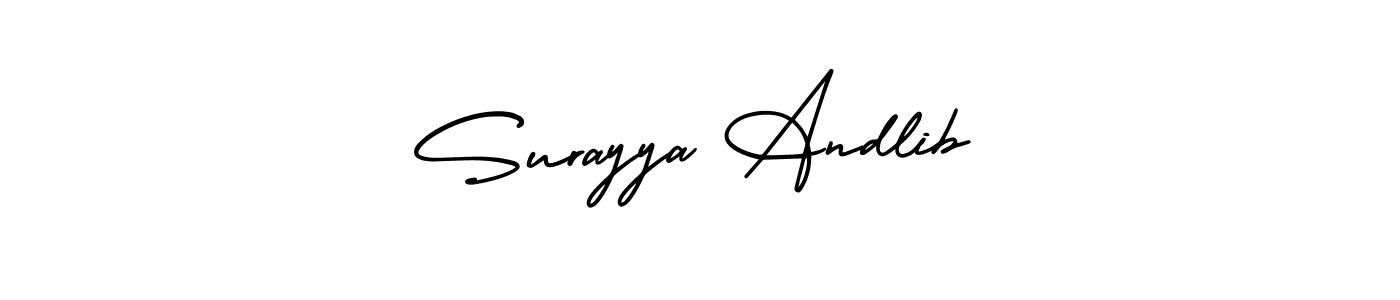 Use a signature maker to create a handwritten signature online. With this signature software, you can design (AmerikaSignatureDemo-Regular) your own signature for name Surayya Andlib. Surayya Andlib signature style 3 images and pictures png