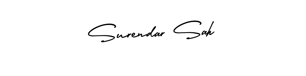 This is the best signature style for the Surendar Sah name. Also you like these signature font (AmerikaSignatureDemo-Regular). Mix name signature. Surendar Sah signature style 3 images and pictures png