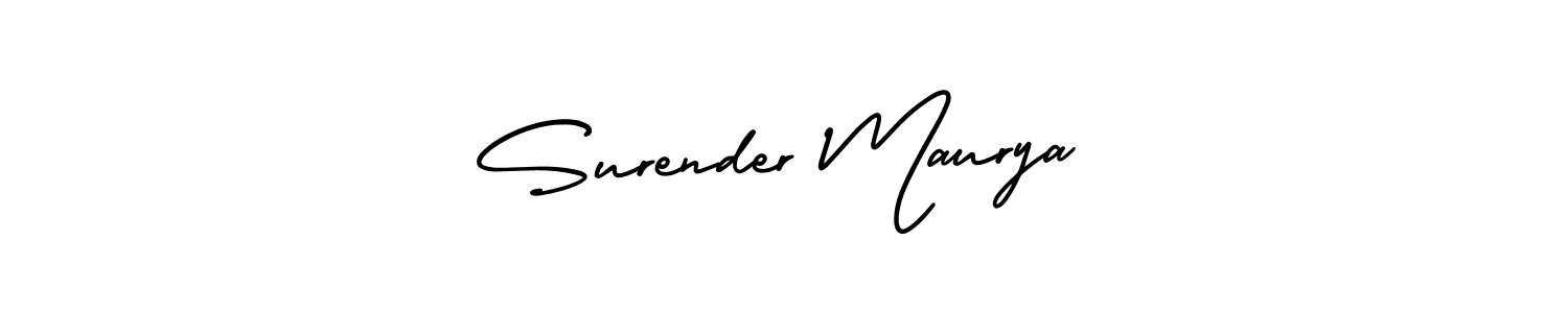 Use a signature maker to create a handwritten signature online. With this signature software, you can design (AmerikaSignatureDemo-Regular) your own signature for name Surender Maurya. Surender Maurya signature style 3 images and pictures png