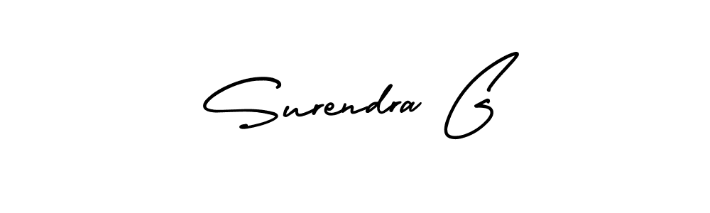 How to make Surendra G name signature. Use AmerikaSignatureDemo-Regular style for creating short signs online. This is the latest handwritten sign. Surendra G signature style 3 images and pictures png