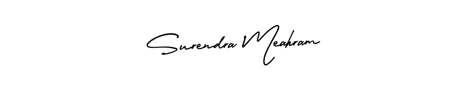 How to Draw Surendra Meahram signature style? AmerikaSignatureDemo-Regular is a latest design signature styles for name Surendra Meahram. Surendra Meahram signature style 3 images and pictures png