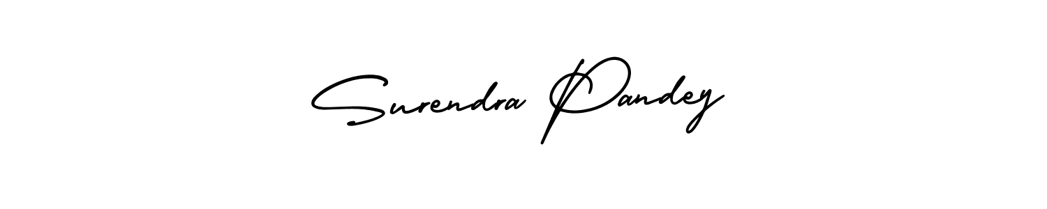 This is the best signature style for the Surendra Pandey name. Also you like these signature font (AmerikaSignatureDemo-Regular). Mix name signature. Surendra Pandey signature style 3 images and pictures png