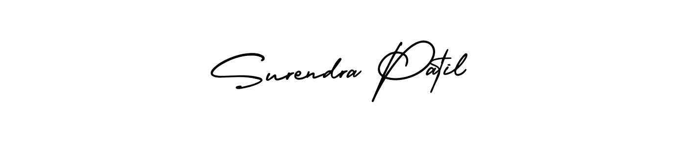 You should practise on your own different ways (AmerikaSignatureDemo-Regular) to write your name (Surendra Patil) in signature. don't let someone else do it for you. Surendra Patil signature style 3 images and pictures png