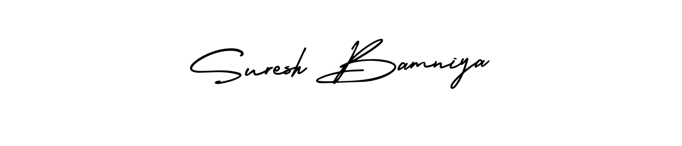 Similarly AmerikaSignatureDemo-Regular is the best handwritten signature design. Signature creator online .You can use it as an online autograph creator for name Suresh Bamniya. Suresh Bamniya signature style 3 images and pictures png