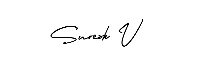 Use a signature maker to create a handwritten signature online. With this signature software, you can design (AmerikaSignatureDemo-Regular) your own signature for name Suresh V. Suresh V signature style 3 images and pictures png