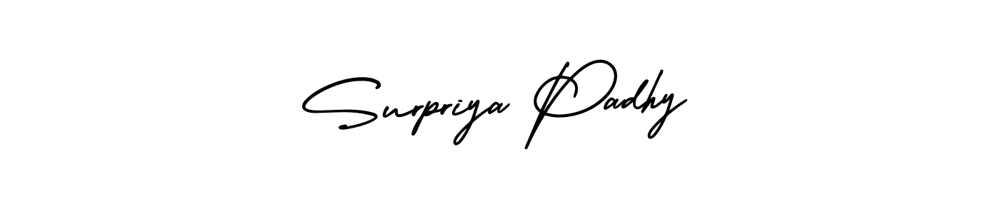 This is the best signature style for the Surpriya Padhy name. Also you like these signature font (AmerikaSignatureDemo-Regular). Mix name signature. Surpriya Padhy signature style 3 images and pictures png