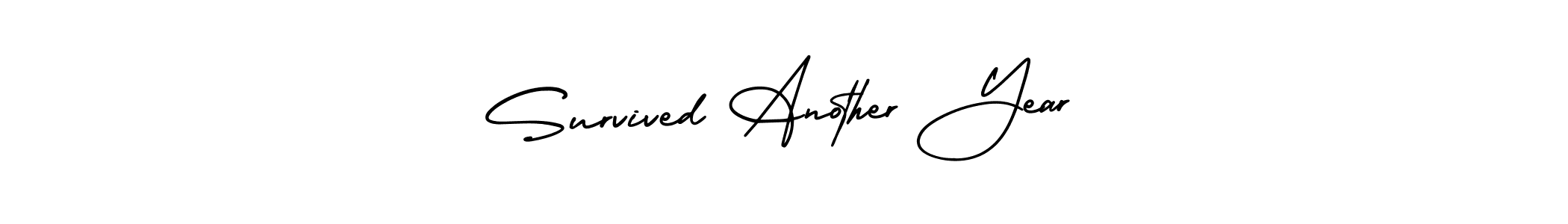 You should practise on your own different ways (AmerikaSignatureDemo-Regular) to write your name (Survived Another Year) in signature. don't let someone else do it for you. Survived Another Year signature style 3 images and pictures png