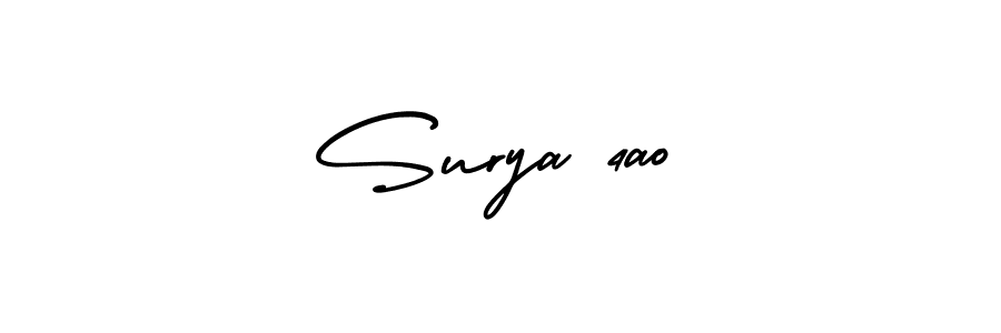 You should practise on your own different ways (AmerikaSignatureDemo-Regular) to write your name (Surya 4ao) in signature. don't let someone else do it for you. Surya 4ao signature style 3 images and pictures png