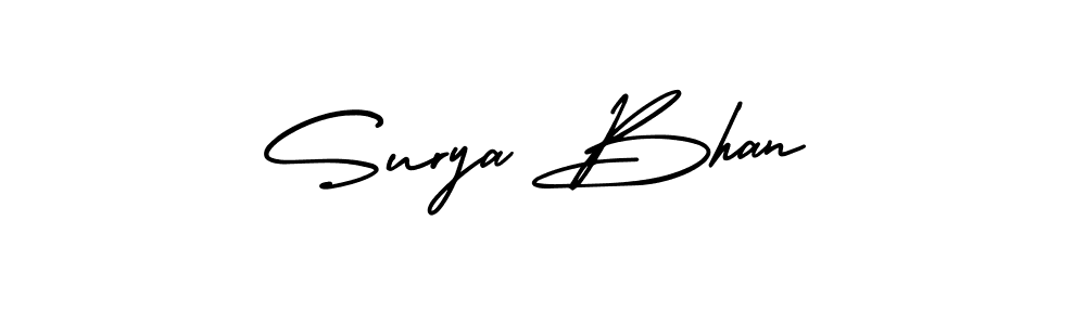 How to make Surya Bhan name signature. Use AmerikaSignatureDemo-Regular style for creating short signs online. This is the latest handwritten sign. Surya Bhan signature style 3 images and pictures png