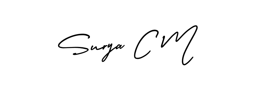 Design your own signature with our free online signature maker. With this signature software, you can create a handwritten (AmerikaSignatureDemo-Regular) signature for name Surya C M. Surya C M signature style 3 images and pictures png