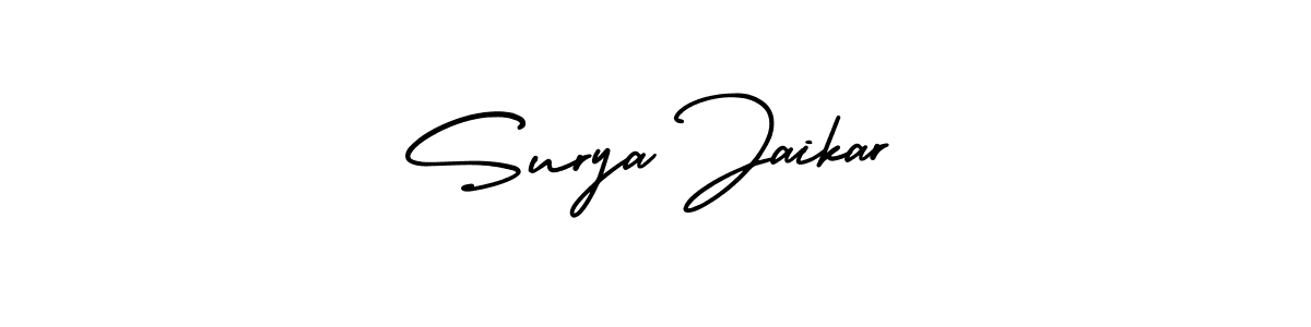 You should practise on your own different ways (AmerikaSignatureDemo-Regular) to write your name (Surya Jaikar) in signature. don't let someone else do it for you. Surya Jaikar signature style 3 images and pictures png