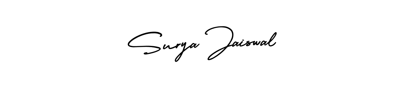 The best way (AmerikaSignatureDemo-Regular) to make a short signature is to pick only two or three words in your name. The name Surya Jaiswal include a total of six letters. For converting this name. Surya Jaiswal signature style 3 images and pictures png