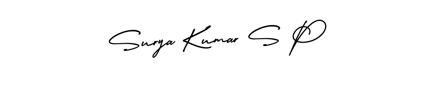 Use a signature maker to create a handwritten signature online. With this signature software, you can design (AmerikaSignatureDemo-Regular) your own signature for name Surya Kumar S P. Surya Kumar S P signature style 3 images and pictures png