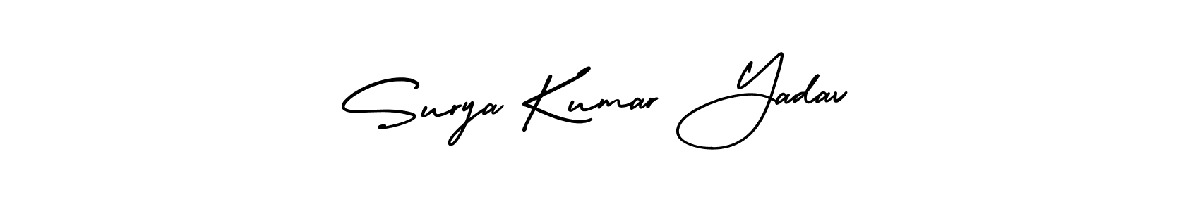 You should practise on your own different ways (AmerikaSignatureDemo-Regular) to write your name (Surya Kumar Yadav) in signature. don't let someone else do it for you. Surya Kumar Yadav signature style 3 images and pictures png