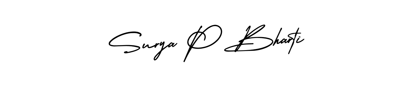 How to make Surya P Bharti signature? AmerikaSignatureDemo-Regular is a professional autograph style. Create handwritten signature for Surya P Bharti name. Surya P Bharti signature style 3 images and pictures png