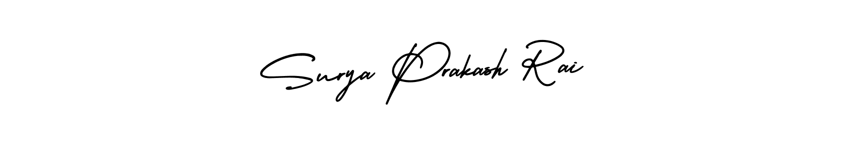 The best way (AmerikaSignatureDemo-Regular) to make a short signature is to pick only two or three words in your name. The name Surya Prakash Rai include a total of six letters. For converting this name. Surya Prakash Rai signature style 3 images and pictures png