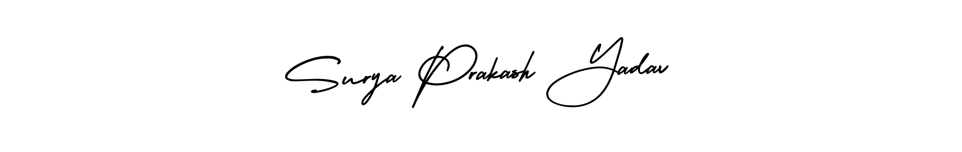 The best way (AmerikaSignatureDemo-Regular) to make a short signature is to pick only two or three words in your name. The name Surya Prakash Yadav include a total of six letters. For converting this name. Surya Prakash Yadav signature style 3 images and pictures png