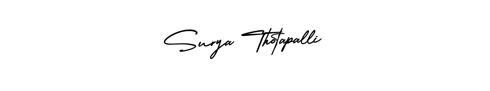How to make Surya Thotapalli signature? AmerikaSignatureDemo-Regular is a professional autograph style. Create handwritten signature for Surya Thotapalli name. Surya Thotapalli signature style 3 images and pictures png