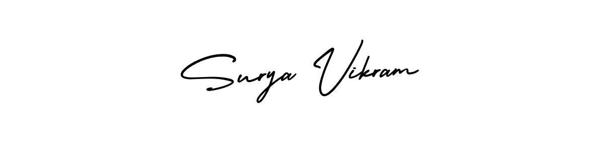 How to make Surya Vikram name signature. Use AmerikaSignatureDemo-Regular style for creating short signs online. This is the latest handwritten sign. Surya Vikram signature style 3 images and pictures png