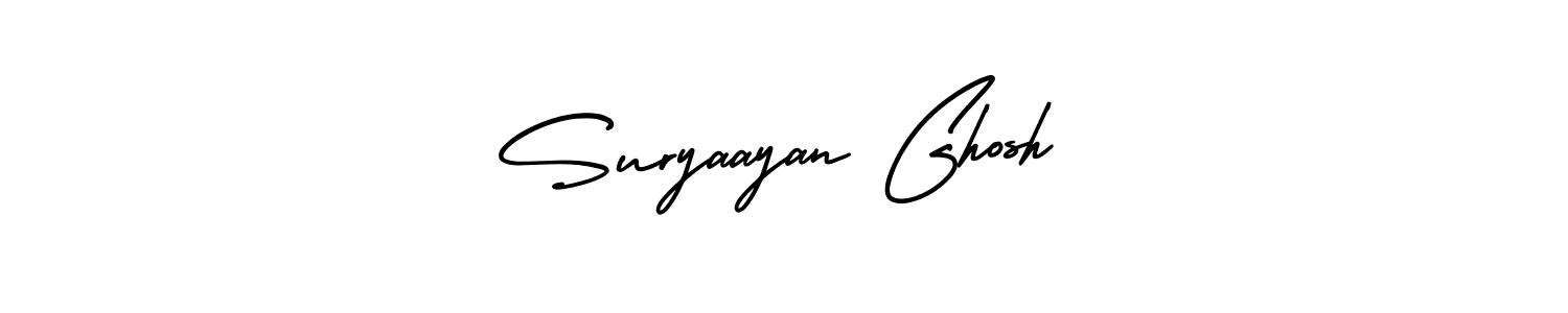 The best way (AmerikaSignatureDemo-Regular) to make a short signature is to pick only two or three words in your name. The name Suryaayan Ghosh include a total of six letters. For converting this name. Suryaayan Ghosh signature style 3 images and pictures png