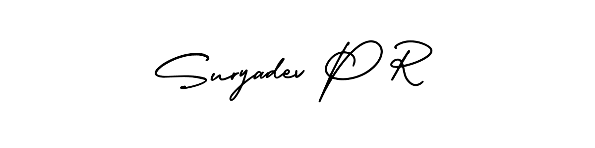 How to make Suryadev P R signature? AmerikaSignatureDemo-Regular is a professional autograph style. Create handwritten signature for Suryadev P R name. Suryadev P R signature style 3 images and pictures png