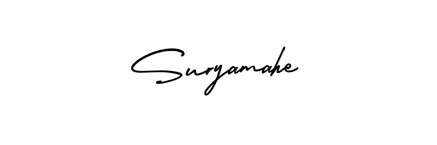 You should practise on your own different ways (AmerikaSignatureDemo-Regular) to write your name (Suryamahe) in signature. don't let someone else do it for you. Suryamahe signature style 3 images and pictures png