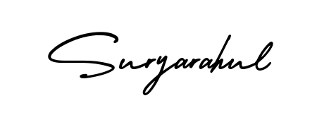 The AmerikaSignatureDemo-Regular font gives name Suryarahul a signature that looks effortless yet distinguished. Download high-res PNG instantly. Suryarahul signature style 3 images and pictures png