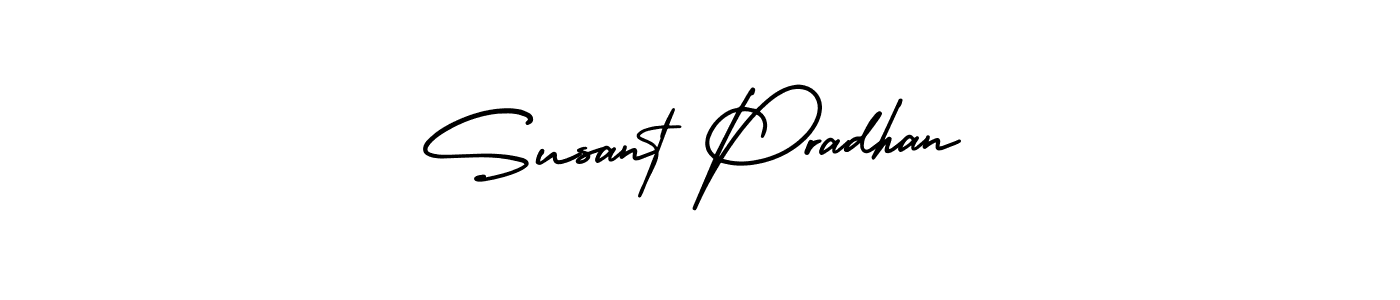 The best way (AmerikaSignatureDemo-Regular) to make a short signature is to pick only two or three words in your name. The name Susant Pradhan include a total of six letters. For converting this name. Susant Pradhan signature style 3 images and pictures png