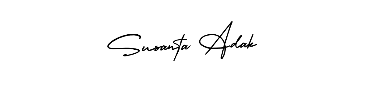 This is the best signature style for the Susanta Adak name. Also you like these signature font (AmerikaSignatureDemo-Regular). Mix name signature. Susanta Adak signature style 3 images and pictures png