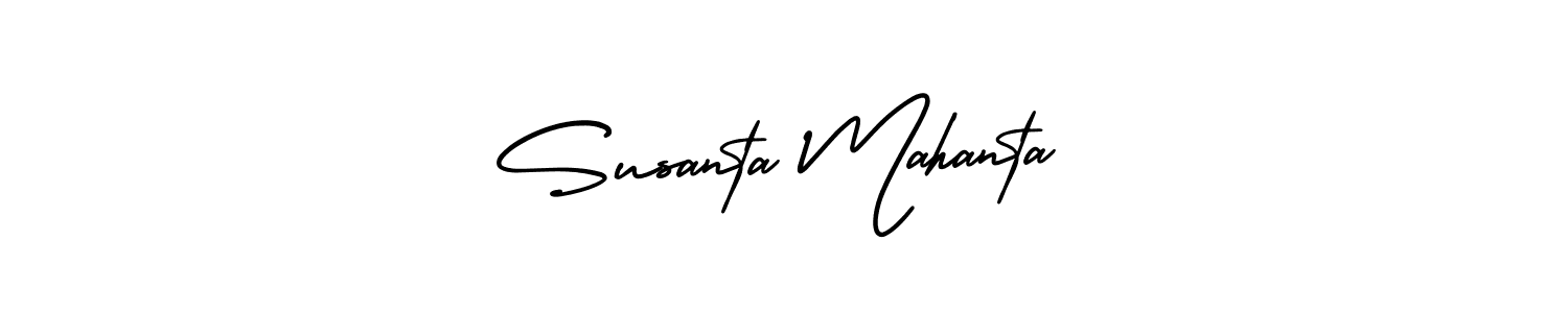 The best way (AmerikaSignatureDemo-Regular) to make a short signature is to pick only two or three words in your name. The name Susanta Mahanta include a total of six letters. For converting this name. Susanta Mahanta signature style 3 images and pictures png