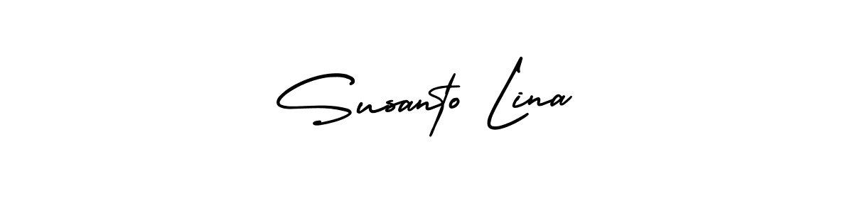 This is the best signature style for the Susanto Lina name. Also you like these signature font (AmerikaSignatureDemo-Regular). Mix name signature. Susanto Lina signature style 3 images and pictures png