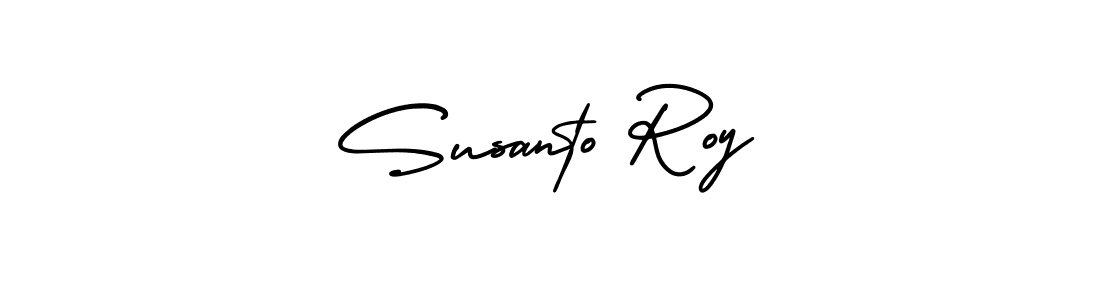 You should practise on your own different ways (AmerikaSignatureDemo-Regular) to write your name (Susanto Roy) in signature. don't let someone else do it for you. Susanto Roy signature style 3 images and pictures png