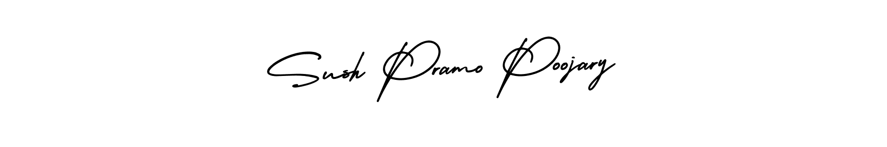 Sush Pramo Poojary stylish signature style. Best Handwritten Sign (AmerikaSignatureDemo-Regular) for my name. Handwritten Signature Collection Ideas for my name Sush Pramo Poojary. Sush Pramo Poojary signature style 3 images and pictures png