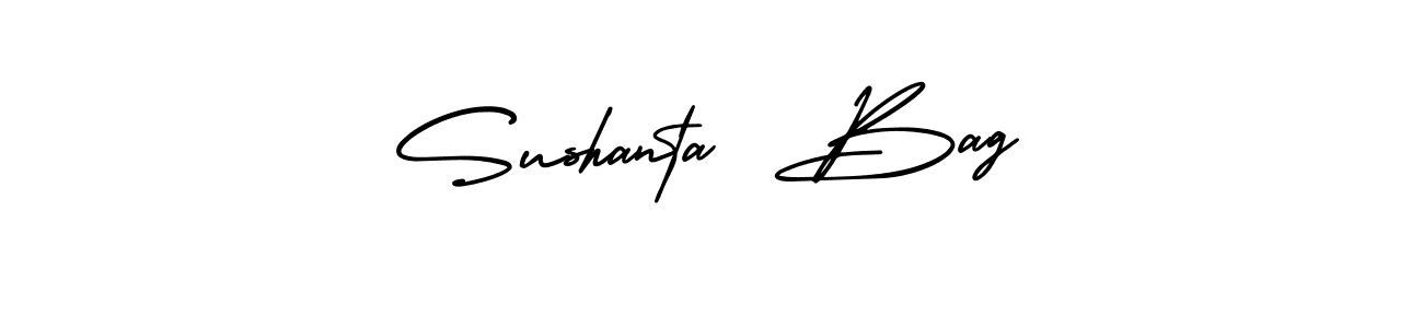 The best way (AmerikaSignatureDemo-Regular) to make a short signature is to pick only two or three words in your name. The name Sushanta  Bag include a total of six letters. For converting this name. Sushanta  Bag signature style 3 images and pictures png