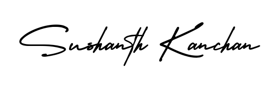 You can use this online signature creator to create a handwritten signature for the name Sushanth Kanchan. This is the best online autograph maker. Sushanth Kanchan signature style 3 images and pictures png