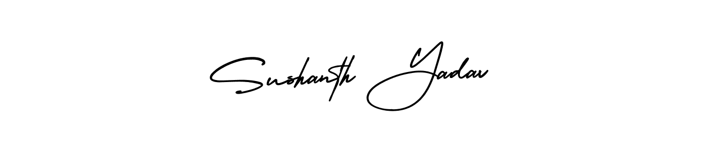 This is the best signature style for the Sushanth Yadav name. Also you like these signature font (AmerikaSignatureDemo-Regular). Mix name signature. Sushanth Yadav signature style 3 images and pictures png
