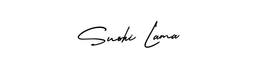 How to make Sushi Lama name signature. Use AmerikaSignatureDemo-Regular style for creating short signs online. This is the latest handwritten sign. Sushi Lama signature style 3 images and pictures png