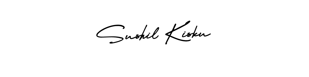 You should practise on your own different ways (AmerikaSignatureDemo-Regular) to write your name (Sushil Kisku) in signature. don't let someone else do it for you. Sushil Kisku signature style 3 images and pictures png