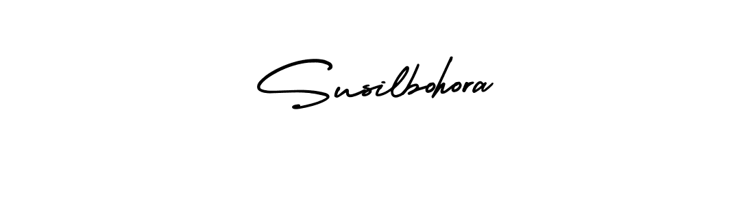 You should practise on your own different ways (AmerikaSignatureDemo-Regular) to write your name (Susilbohora) in signature. don't let someone else do it for you. Susilbohora signature style 3 images and pictures png
