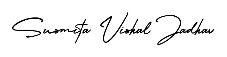 Designed for modern professionals: Susmita Vishal Jadhav name signature crafted with AmerikaSignatureDemo-Regular script. Ready for digital PDF workflows. Susmita Vishal Jadhav signature style 3 images and pictures png