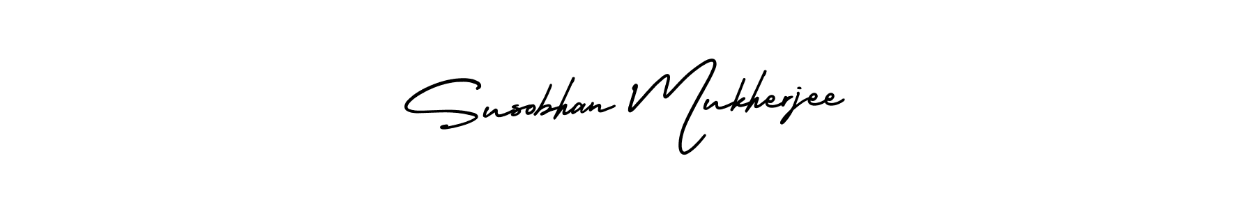 The best way (AmerikaSignatureDemo-Regular) to make a short signature is to pick only two or three words in your name. The name Susobhan Mukherjee include a total of six letters. For converting this name. Susobhan Mukherjee signature style 3 images and pictures png