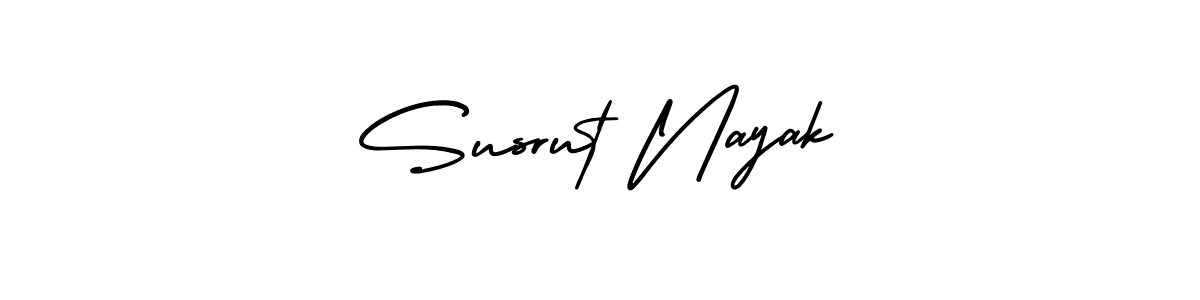 You should practise on your own different ways (AmerikaSignatureDemo-Regular) to write your name (Susrut Nayak) in signature. don't let someone else do it for you. Susrut Nayak signature style 3 images and pictures png
