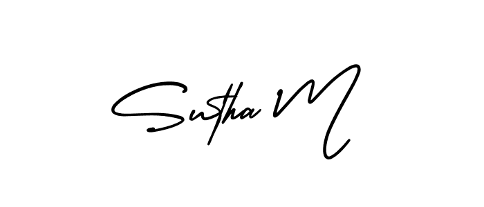 AmerikaSignatureDemo-Regular is a professional signature style that is perfect for those who want to add a touch of class to their signature. It is also a great choice for those who want to make their signature more unique. Get Sutha M name to fancy signature for free. Sutha M signature style 3 images and pictures png