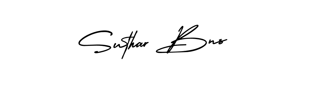 AmerikaSignatureDemo-Regular is a professional signature style that is perfect for those who want to add a touch of class to their signature. It is also a great choice for those who want to make their signature more unique. Get Suthar Bns name to fancy signature for free. Suthar Bns signature style 3 images and pictures png