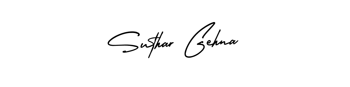 This is the best signature style for the Suthar Gehna name. Also you like these signature font (AmerikaSignatureDemo-Regular). Mix name signature. Suthar Gehna signature style 3 images and pictures png