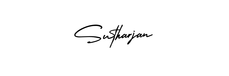 You should practise on your own different ways (AmerikaSignatureDemo-Regular) to write your name (Sutharjan) in signature. don't let someone else do it for you. Sutharjan signature style 3 images and pictures png