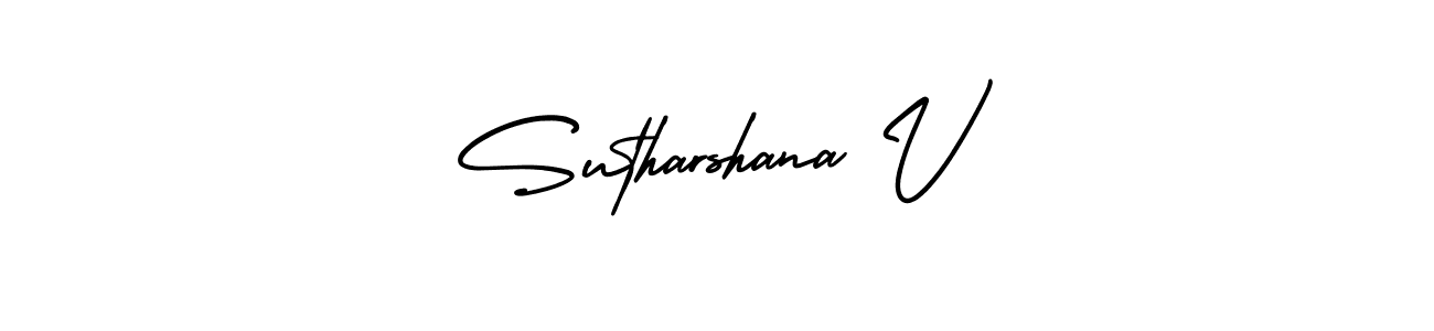 How to Draw Sutharshana V signature style? AmerikaSignatureDemo-Regular is a latest design signature styles for name Sutharshana V. Sutharshana V signature style 3 images and pictures png